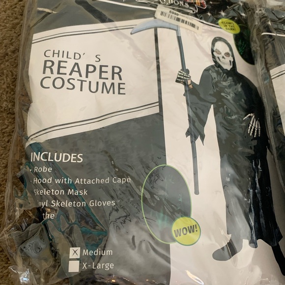 A pair of child grim reaper costumes Small and Medium Kids scary New - Picture 2 of 3